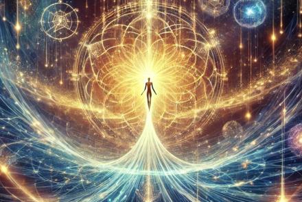 Essere umano in connessione con l'energia cosmica